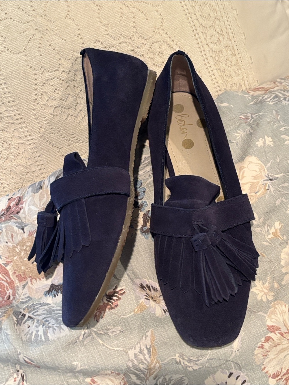 Boden Navy Suede Tassel Loafers